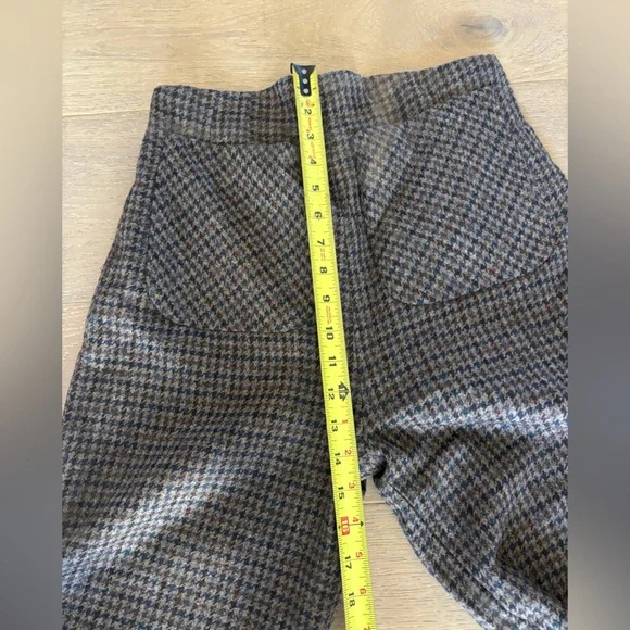 Anna Mason London Beau Trouser Wide Leg Pants Wool Tweed Plaid Check Brown Sz 4